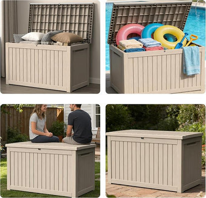 270 Gallon Outdoor Storage Box Resin Deck Box All Weather Waterproof Large - Image 7