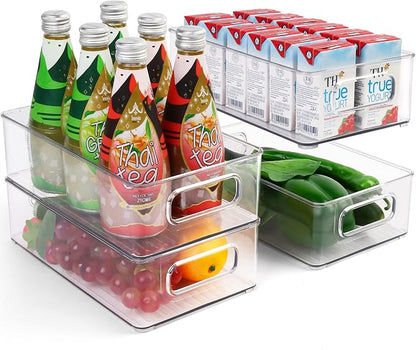 LotFancy Refrigerator Organizer Bins, 4 Pack, BPA Free Clear Plastic Storage by LotFancy