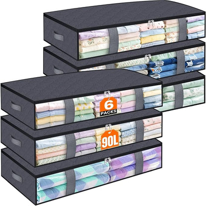 Under Bed Storage Containers, 6 Pack Blanket Storage Bags, Collapsible Storage by Unknown