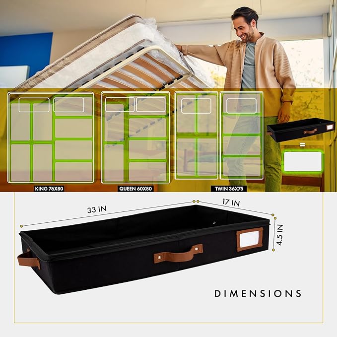 HOMELUX THEORY 2pc Low Profile Under Bed Storage Containers, Thin Under Couch - Image 2