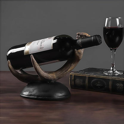 Antler Wine Bottle Rack, Rustic Resin Countertop Single Wine Bottle Holder - Image 5