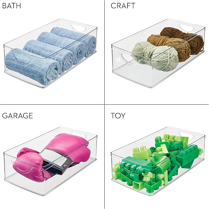 iDesign Stackable Clear Plastic Extra Long Storage Bin, Organizer - Image 7