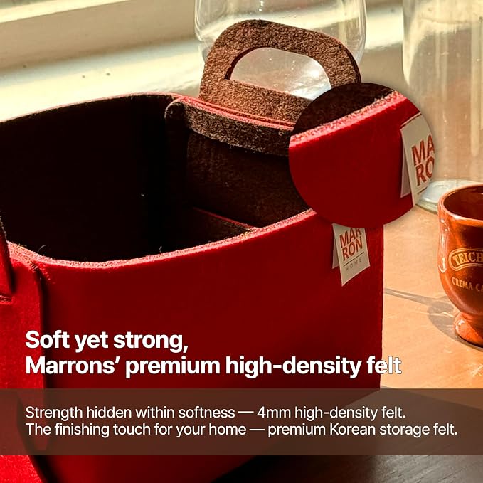 Collapsible Red Choco Felt Storage Bin Small 11"x7.1"x7.1" – Foldable Basket - Image 2