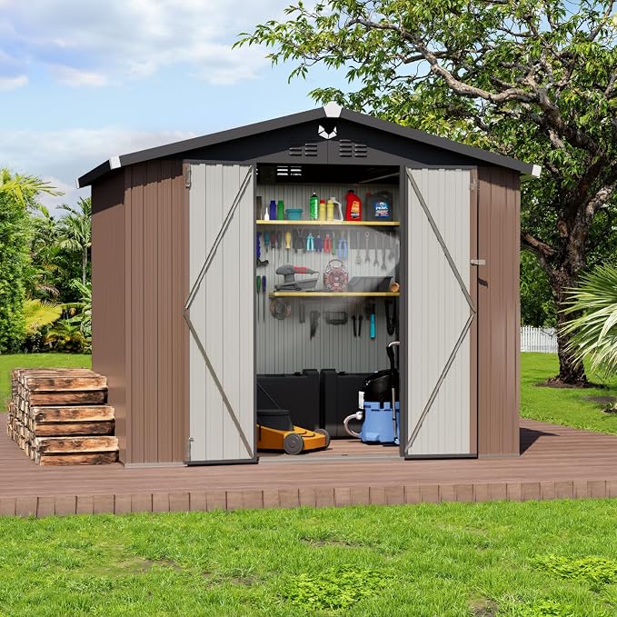 Metal Storage Shed, Outdoor Storage Building 8x6, Large Backyard Shed by Sannwsg
