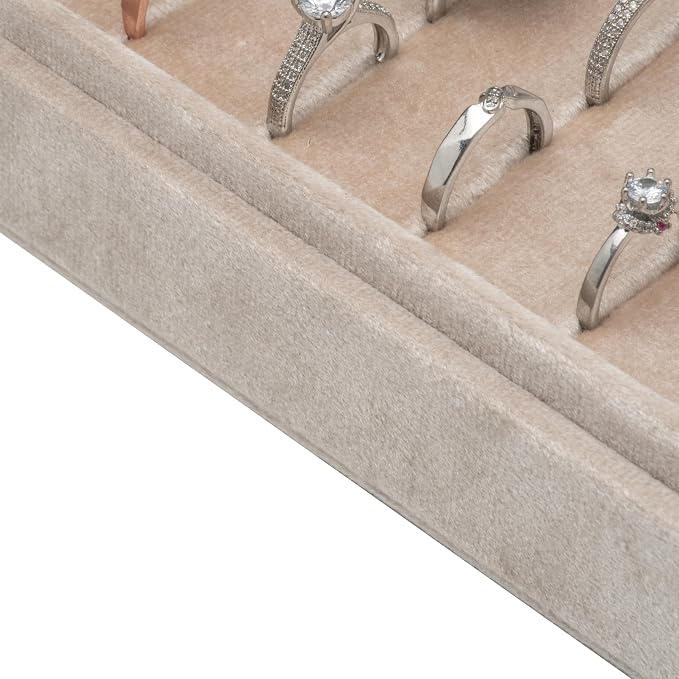 Velvet Ring Organizer Display Tray Jewelry Box Earring Holder Case - Image 3