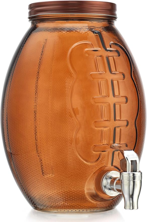 Football Shaped Drink dispenser, Glass Beverage Dispenser by MosJos