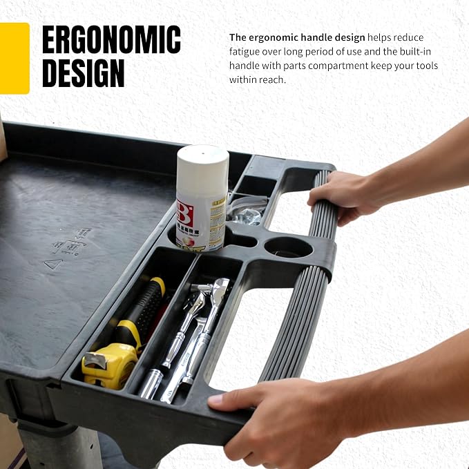 MaxWorks 2‑Tier Heavy‑Duty Utility Service Cart 500 lb Capacity 46" x 25.5" x - Image 4