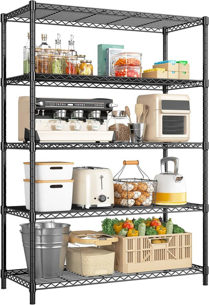 5 Tier Storage Shelves 71"H Wire Shelving Adjustable Metal Shelving, 1000LBS - Image 8