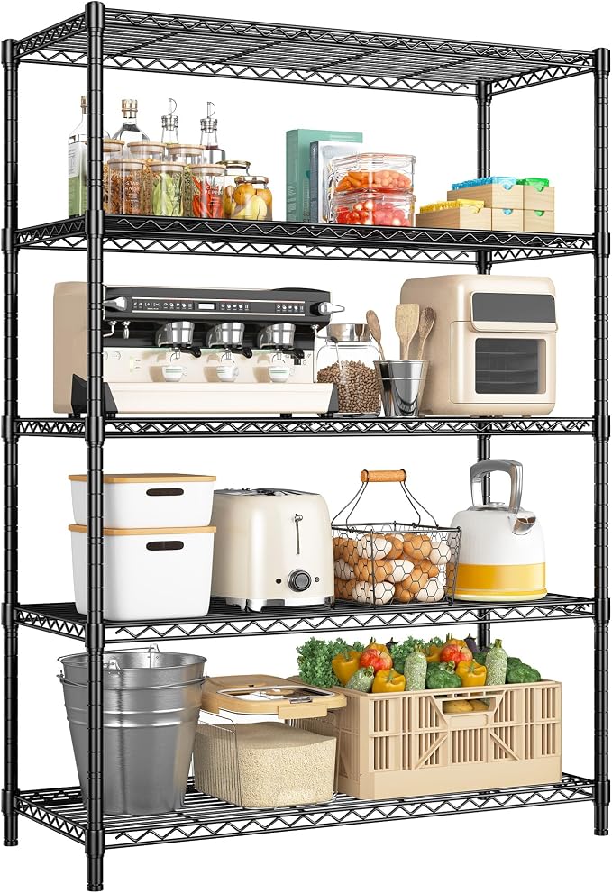 5 Tier Storage Shelves 71" H Wire Shelving Adjustable Metal Shelving, 1000LBS by Romorgniz