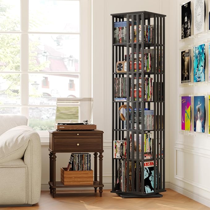 XIMN 360° Rotating Bamboo CD/DVD Shelf - Image 4