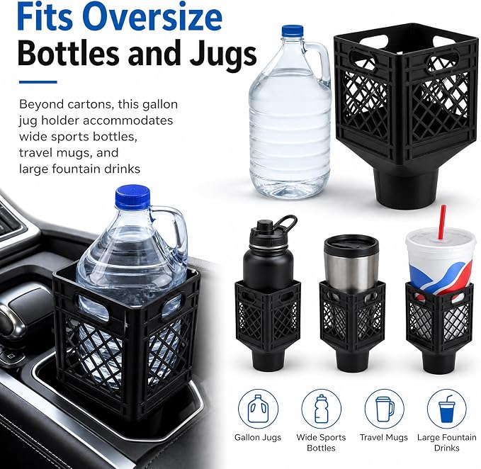 Car Cup Holder Expander for Half-Gallon Juice & Milk, Classic Milk Crate Cup - Image 5