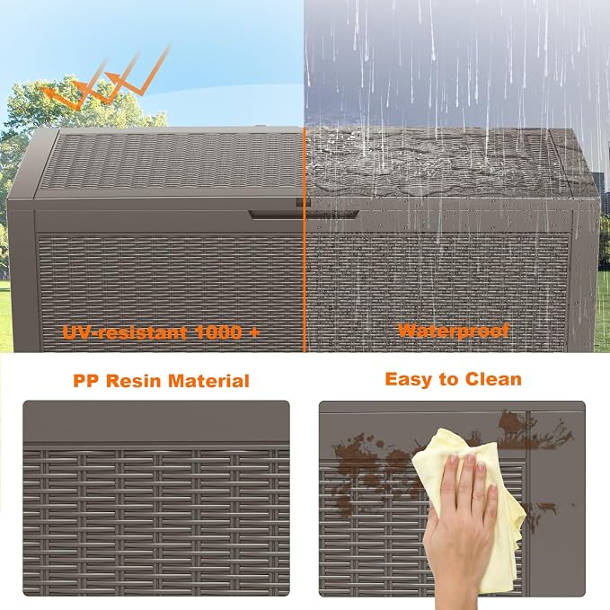PatioZen 120 Gallon Deck Box Outdoor, Weatherproof Resin Patio Storage Box - Image 3