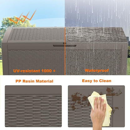 PatioZen 120 Gallon Deck Box Outdoor, Weatherproof Resin Patio Storage Box - Image 3
