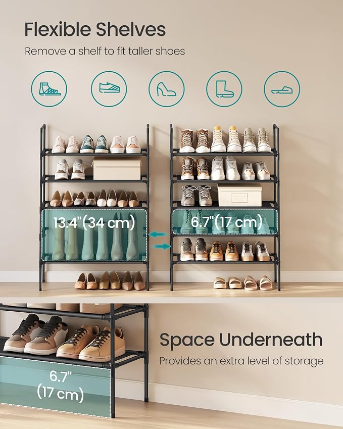 SONGMICS 5-Tier Shoe Rack, Shoe Storage - Image 5