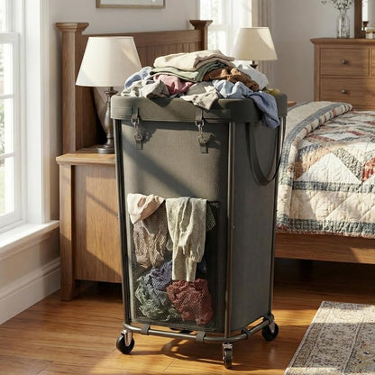 Laundry Basket with Wheels Rolling Laundry Basket, Removable Laundry Bag Design - Image 7