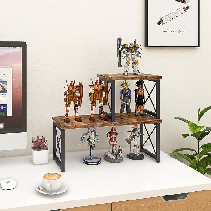 ELITEROO Wood Desktop Shelf, 2 Tier Adjustable Small Bookshelf Organizer - Image 9