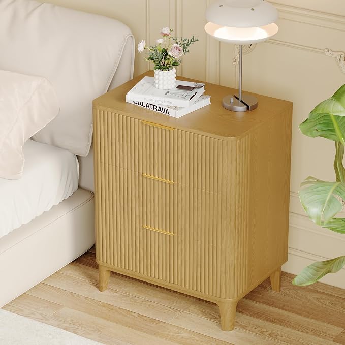 3 Drawer Fluted Dresser for Bedroom, Modern Closet Dressers Chest of Drawers - Image 8