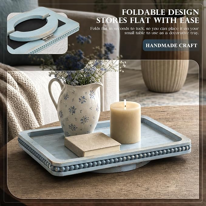 Pine Wood Sofa Arm Tray with Beaded Edge - Image 4