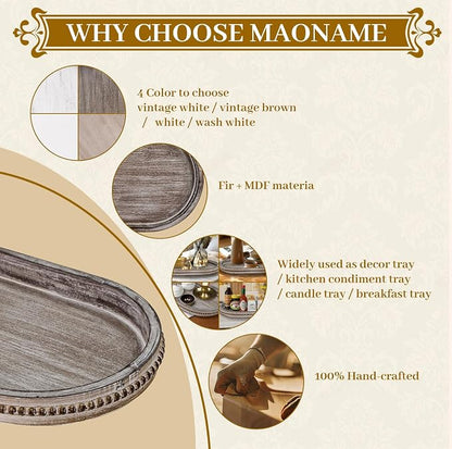 MAONAME Wood Serving Tray, Farmhouse Wooden Tray - Image 7