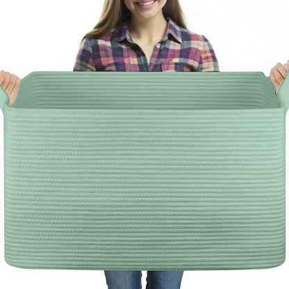 95L Extra Large Blanket Basket, Rectangle Nursery Blanket Storage by OIASKET