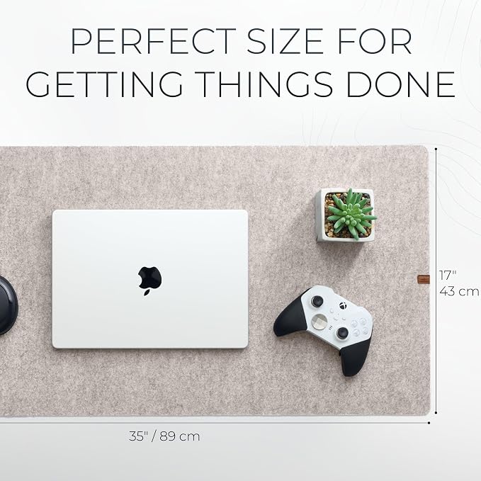 Nordik Large Felt Desk Mat – Stone Oat Beige – 35 x 17 inch – Computer Desk Mat - Image 3