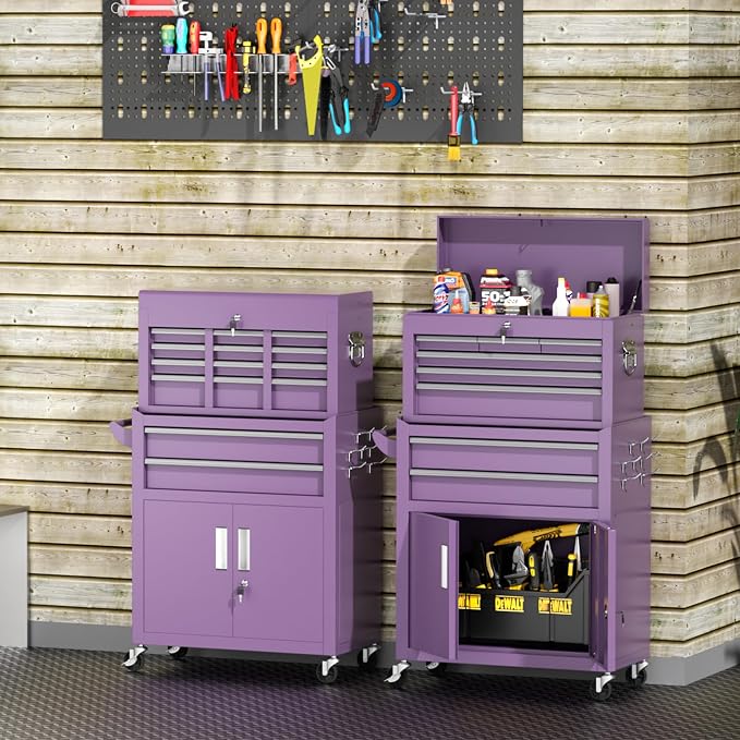 INTERGREAT 8 Drawers Tool Chest, Detachable Top Tool Box, Tool Cabinet - Image 2
