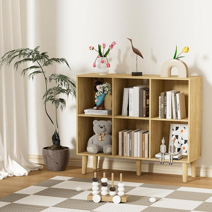 6 Cube Bookcase, Wooden Book Shelf Cube Storage Organizer - Image 2