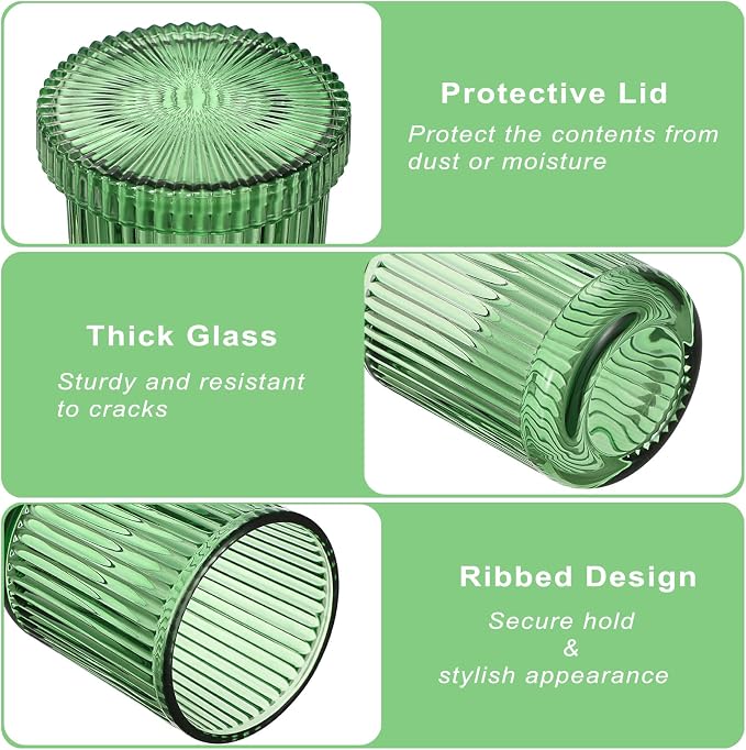 2 Pack Glass Qtip Holder with Lid, Qtip Dispenser Bathroom Storage Jars- Glass - Image 4