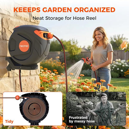 Retractable Garden Water Hose 82ft 1/2 inch, Wall Mounted Hose Reel - Image 2