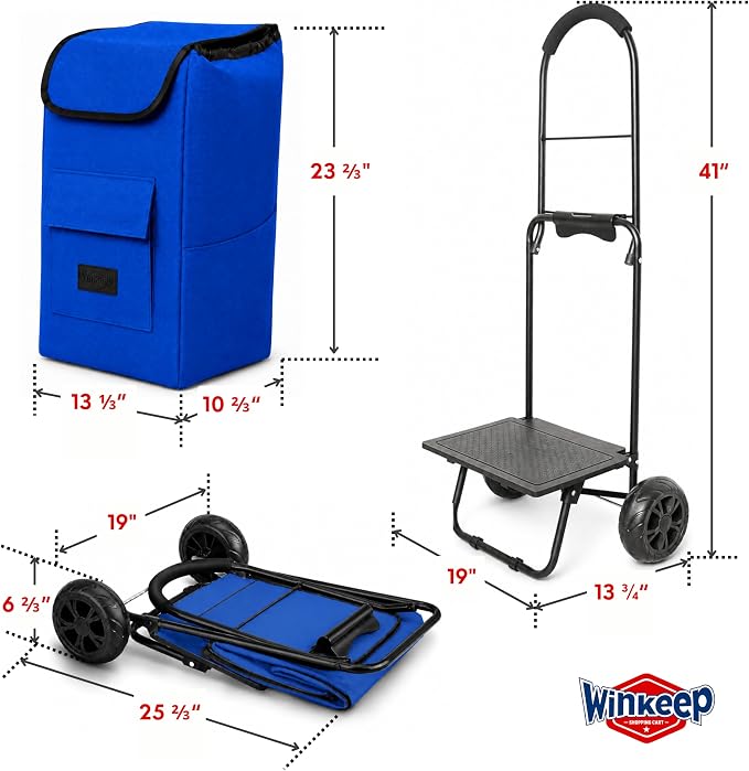 Shopping Cart, Super Loading Grocery Trolley, 220 lbs Capacity, Foldable Cart - Image 3