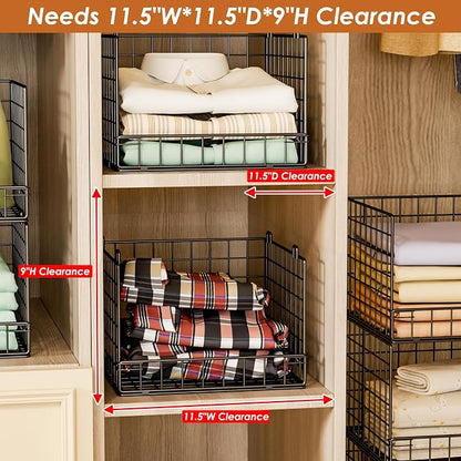 Stackable Closet Organizers and Storage Baskets, 4-Tier Closet Shelf Organizer - Image 3
