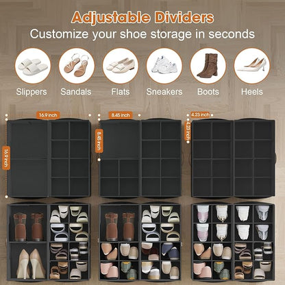 4-PackShoe Organizer for Closet, Foldable Shoe Storage Box - Image 2