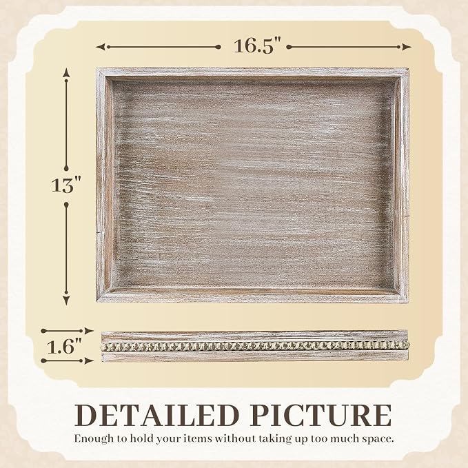 Wooden Decorative Tray, Rectangular Serving Tray - Image 2