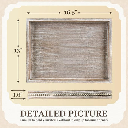 Wooden Decorative Tray, Rectangular Serving Tray - Image 2