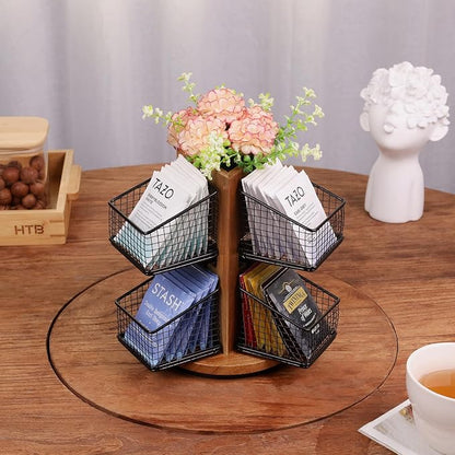 HTB Carousel Tea Bag Organizer for Counter, 2 Tier Tea Bag Holder - Image 4