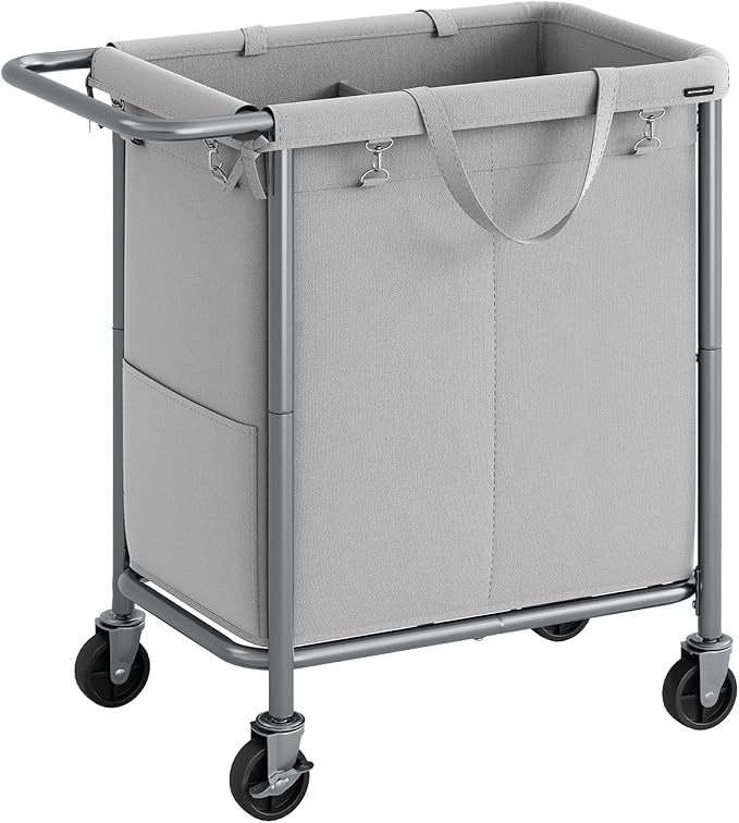 SONGMICS Laundry Basket with Wheels, 2-Section Rolling Laundry Hamper, 37 by SONGMICSbySONGMICSHOME