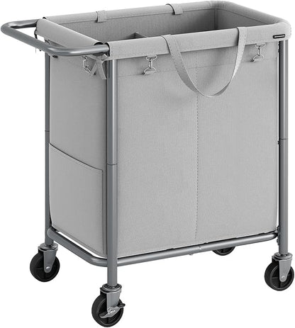 SONGMICS Laundry Basket with Wheels, 2-Section Rolling Laundry Hamper, 37 by SONGMICSbySONGMICSHOME