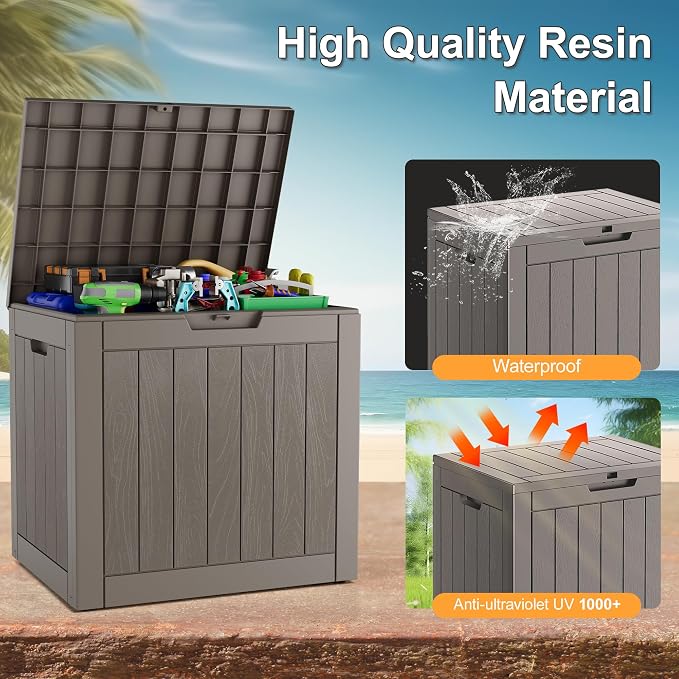 KAMABOKO Deck Box, 32 Gallon Resin Indoor and Outdoor Storage Boxes Waterproof - Image 4