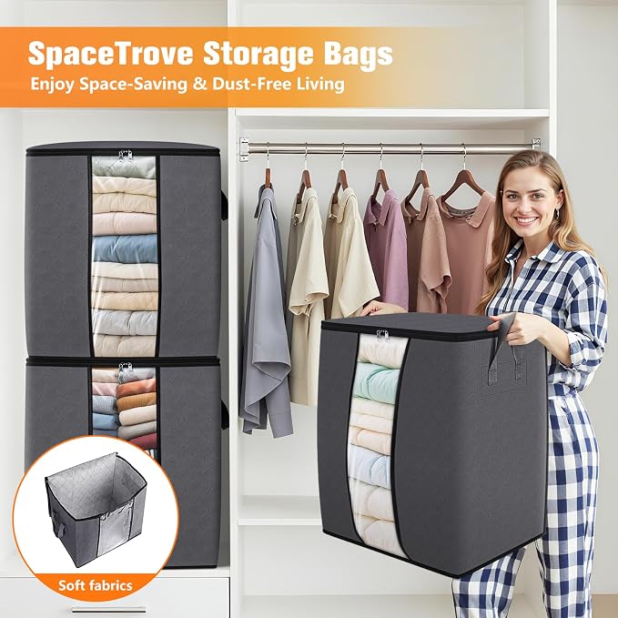 SpaceTrove Clothes Storage Bags, 80L Large Capacity Containers - Image 6