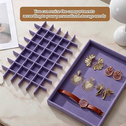 Large Velvet Jewelry Tray 2 Pack Stackable Jewelry Display Drawer Inserts Trays - Image 4