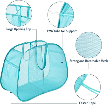 Seiritex Mesh Popup Laundry Hamper 2 Compartment, Collapsible Laundry Sorter - Image 2