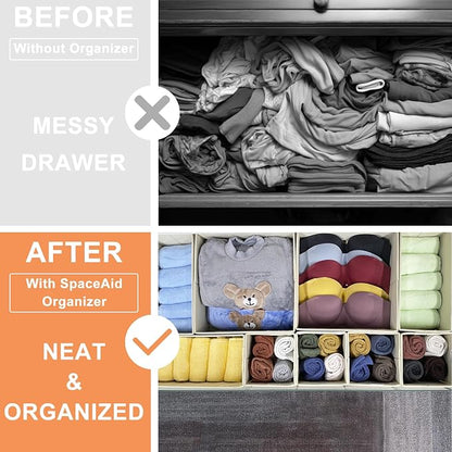 Clothes Organizer, Storage Drawer, 12 Piece Fabric Drawer Organizer Foldable - Image 5