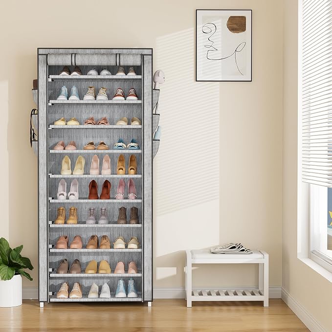VTRIN Vertical Narrow Shoe Rack Organizer Tall Shoe Rack - Image 7