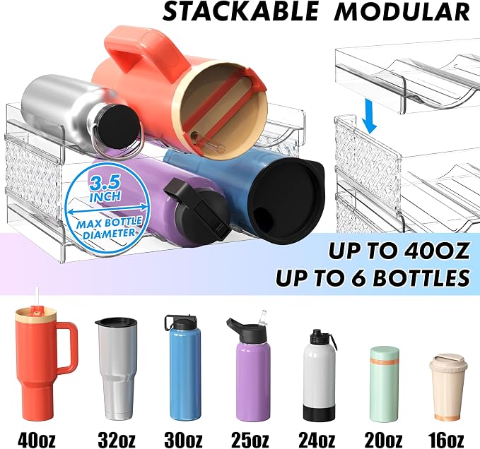 Simple Houseware 2-Tier Stackable Water Bottle Tumbler Storage Organizer - Image 2