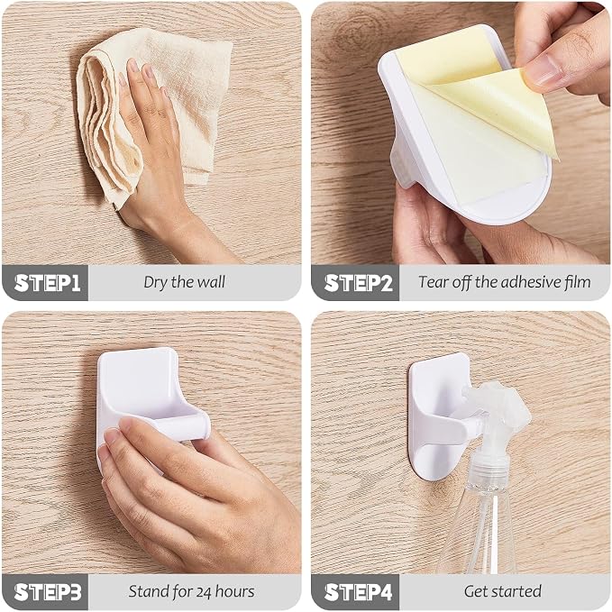 Taiyin 4 Pcs Wall Mount Spray Bottle Hooks Holder Spray Bottle Hanger Adhesive - Image 4
