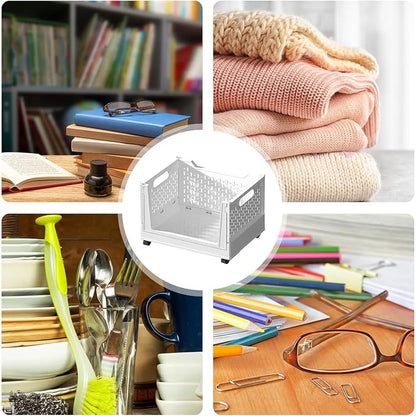Rolling Book Cart - 40L Foldable Storage Container Mobile Basket - Image 4
