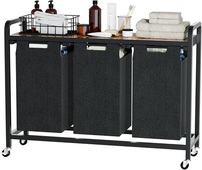 Laundry Sorter with Shelf, Pull-Out and Removable Bags, Laundry Hamper - Image 7
