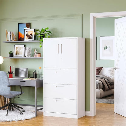 3-Drawer Metal File Cabinet, Lateral Vertical Filing Cabinets - Image 2