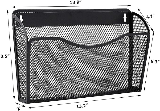 EASEPRES 3 Single Pocket Mesh Hanging File Organizer, Vertical Wall Mounted - Image 2
