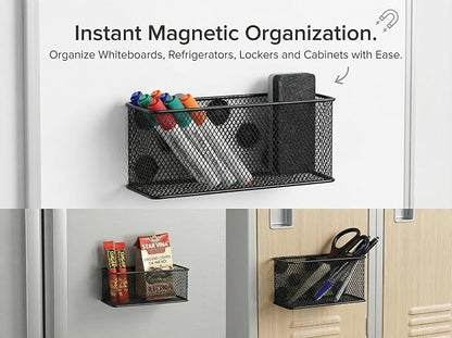 Neudeco Magnetic Locker Organizer, Wire Mesh Storage Baskets, Magnetic Pencil - Image 4